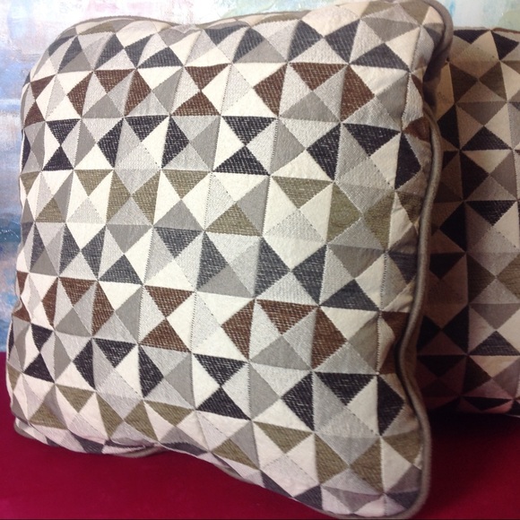 2 Brown geometric shaped pillows, 17 x 17 - Picture 2 of 4